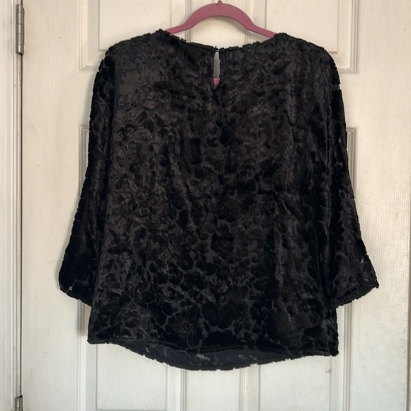 NWT RSVP by Talbot’s size XS black velvet 3/4 sleeve blouse - Picture 2 of 5